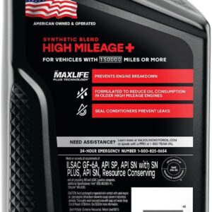 Valvoline High Mileage 150K with Maxlife Plus Technology Motor Oil SAE 5W-30 1 QT