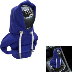 Car Gear Shift Cover, Fashionable Hoodie Car Shift Knob, Winter Warm Gear Shift Knob Cover Sweater Shirt,Auto Interior Accessories Shift Knob,Universal Car Decor Accessories (Blue)