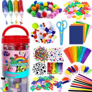 FUNZBO Arts and Crafts Supplies - Crafts for Girls 4, 5, 6, 7, 8, 9 Years Old with Glitter Glue Stick, Pipe Cleaners Craft & Craft Tools, School Learning Activities, Birthday Gifts for Kids