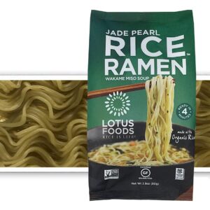 Gourmet Jade Pearl Rice Ramen Noodles with Miso Soup, Gluten-Free, Easy to Cook Healthy Authentic Japanese Noodles with Delicious Gourmet Broth, Grocery Pantry Staples - 2.8 oz. Pack of 10