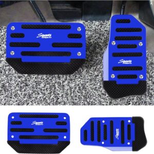 2PCS Non- Slip Automatic Transmission Pedal Covers Replacement Kit,Aluminum Alloy Gas Pedal&Brake Pedal Cover Sporty Car Decor,Universal Car Accessories for Car Safty (Blue/2pcs)