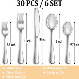 Silverware Set Service for 6,Premium Stainless Steel Flatware Set,Mirror Polished Cutlery Utensil Set,Durable Home Kitchen Eating Tableware Set