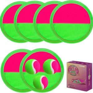 Toss and Catch Ball Set, Kids Outdoor Games Yard Games for Kids and Adults with 6 Paddles and 3 Balls Toys