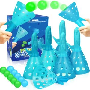 Pop and Catch Ball Games with 6 Launcher Baskets and 10 Balls, Valentines Party Favors Gifts Family Toys Games for Kids